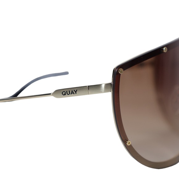 Quay Australia ON SET Shield Sunglasses - Brushed Gold/Camel Gradient - NWT - Picture 6 of 13